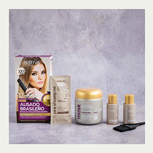 KATIVA KIT ALISADO BRASILEÑO CABELLOS RUBIOS - Lo mejor de nuestros alisados para cabellos claros - Alisado en casa para pelo teñido o con mechas - Hasta 12 semanas de duración 309 g