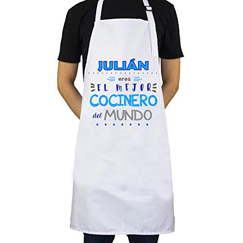 Kembilove Delantal Personalizado Ajustable Eres el Mejor Cocinero del Mundo - Delantales para Amigos, Abuelos, Padres con Nombre Personalizado - Regalo Original para Papá Cumpleaños