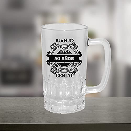 Kembilove Jarra de Cerveza Personalizada y grabada con el nombre – Regalos Originales para Cumpleaños – Con Frase 40 Años siendo Genial