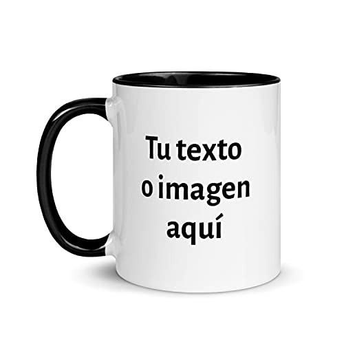 Kembilove Tazas desayuno Personalizadas con Foto – Regalos originales para hombre – Tazas originales para regalar – Taza personalizada con Imagen e Interior Color Negro