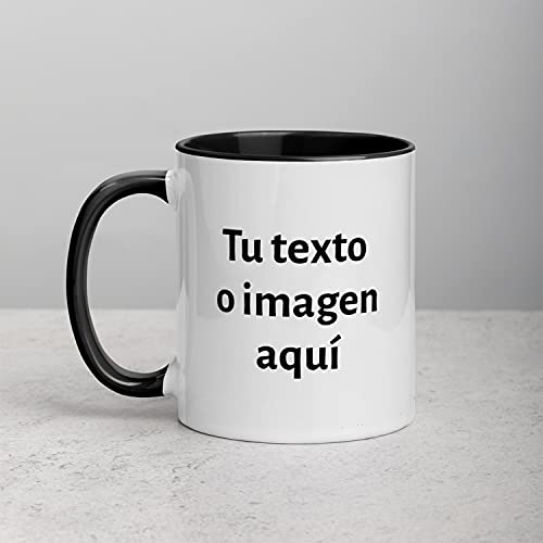 Kembilove Tazas desayuno Personalizadas con Foto – Regalos originales para hombre – Tazas originales para regalar – Taza personalizada con Imagen e Interior Color Negro