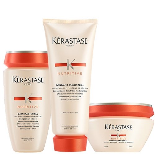 Kerastase Nutritive Bain Magistral 250 ml, Fondant Magistral 200 ml y Masque Magistral 200 ml Pack