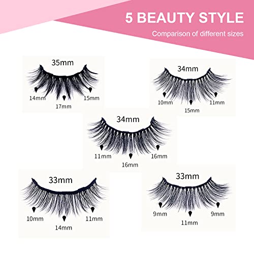 KERMEO PestañAs Postizas MagnéTicas, 5 Pares, 3D Magnetic Eyelashes, Impermeable Reutilizable, No se Necesita Pegamento, con Delineador de Ojos y Pinzas