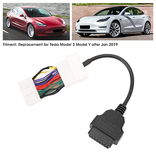 KIMISS Cable de diagnóstico Adaptador, reemplazo de arnés de Conector de Cable de diagnóstico OBD2 de 26 Pines para Model 3 Model Y después de enero de 2019