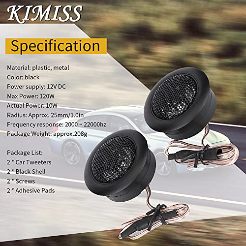 KIMISS Tweeter para Coche, 1 par de 12V 120W Mini Tweeters/Altavoz de para Audio de Super Poder Fuerte