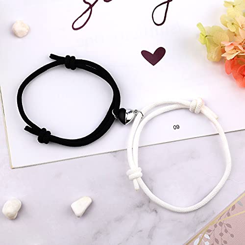 KINBOM 1 par de Pulseras Magnéticas para Parejas, Pulsera de Relación Regalos Parejas Atracción Mutua Pulseras a Juego Mujeres Hombres Novios Novias, Mejores Amigos Amantes (Blanco y Negro)