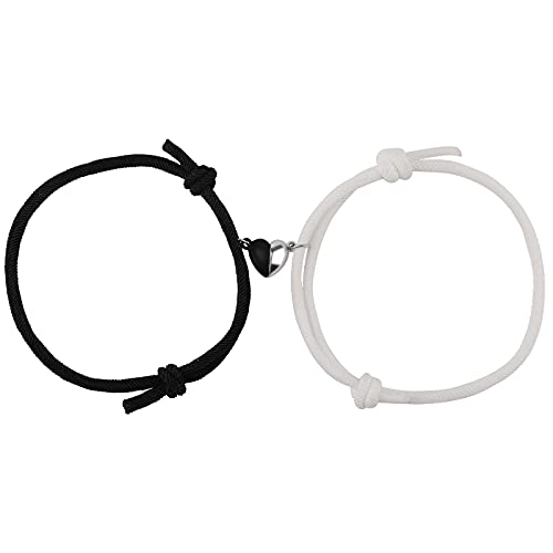 KINBOM 1 par de Pulseras Magnéticas para Parejas, Pulsera de Relación Regalos Parejas Atracción Mutua Pulseras a Juego Mujeres Hombres Novios Novias, Mejores Amigos Amantes (Blanco y Negro)