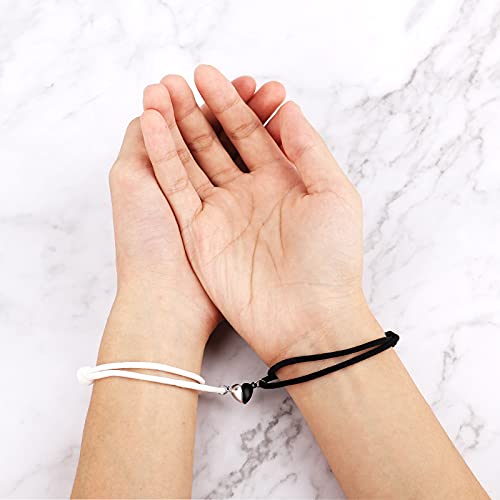 KINBOM 1 par de Pulseras Magnéticas para Parejas, Pulsera de Relación Regalos Parejas Atracción Mutua Pulseras a Juego Mujeres Hombres Novios Novias, Mejores Amigos Amantes (Blanco y Negro)