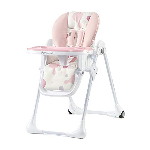 Kinderkraft Trona Bebé Ajustable YUMMY, Bandeja, Hasta 3 Años, Rosa