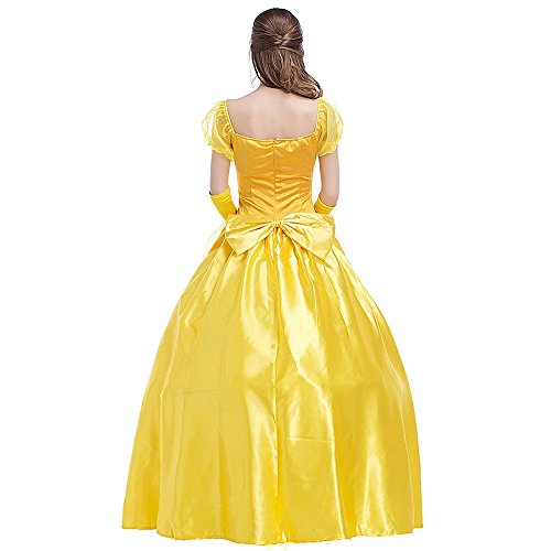 KINDOYO Niñas Princesa Dorada Belleza Traje Mágico Fantasía Vestir Halloween Carnaval Vestido, Amarillo