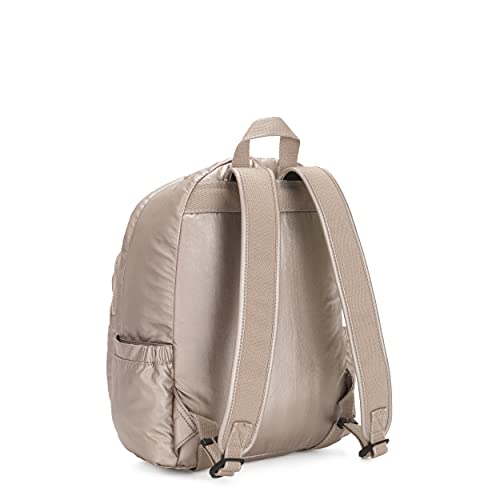 Kipling DELIA Mochila tipo casual, 37 cm, 16 litros, Plateado (Metallic Glow)