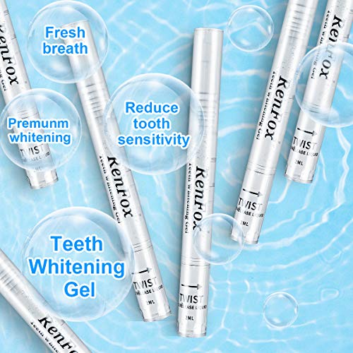 Kit de Blanqueamiento Dental, Renfox Kit de Blanqueamiento Dental Profesional, Gel Blanqueador Dental 6x2ml, Tiras Blanqueadoras Dentales x5, Reduciendo la Sensibilidad Dental