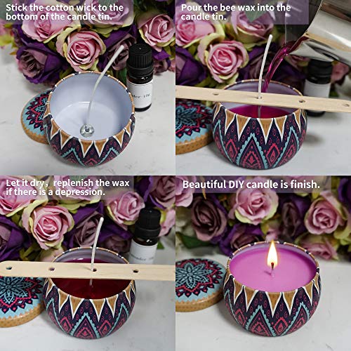 Kit de Fabricación para Velas, Erramienta para Velas de Bricolaje, Mechas de Vela, Crisol, Latas, Tintes, Varillas De Madera, Termómetro