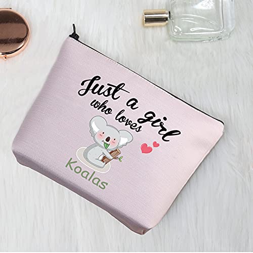 Koala Bolsa de maquillaje Koala Regalos para niñas Just a Girl Who Loves Koalas Bolsa de Cosméticos Koala Lover Regalos Koala Bolsa de viaje con cremallera Bolsa organizadora, Bolsa Koala,