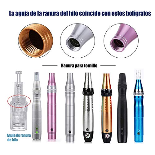 KoiBeauty 10pcs 36 aguja micro agujas DermaPen Agujas de repuesto puntas cartucho Slot tornillo Regular para coche Derma Electric microneedling pen (ranura del tornillo)