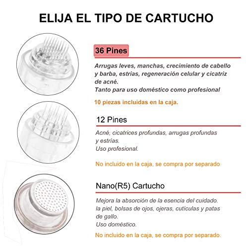 KoiBeauty 10pcs 36 aguja micro agujas DermaPen Agujas de repuesto puntas cartucho Slot tornillo Regular para coche Derma Electric microneedling pen (ranura del tornillo)