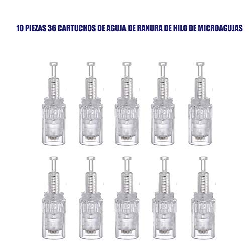 KoiBeauty 10pcs 36 aguja micro agujas DermaPen Agujas de repuesto puntas cartucho Slot tornillo Regular para coche Derma Electric microneedling pen (ranura del tornillo)