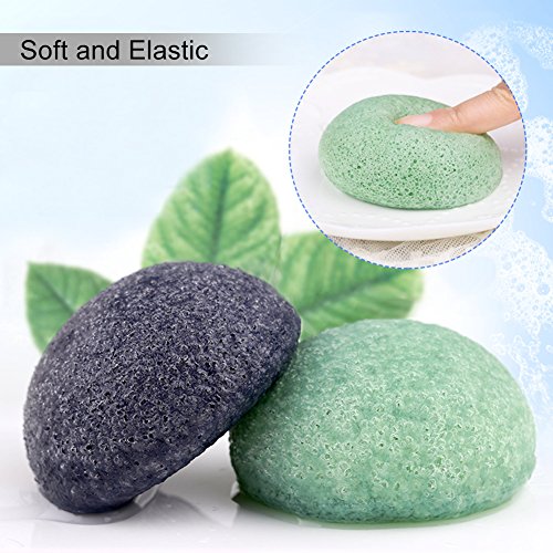 Konjac - Esponjas faciales, exfoliación suave, exfoliante natural, juego de esponjas faciales orgánicas para una limpieza facial suave y cuidado de la piel, seguras para pieles grasas, secas o mixtas