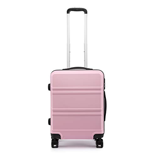 Kono 55cm Equipaje Ligero y Duradero 20 '' Equipaje de Mano Equipaje 4 Ruedas Giratorias Maleta con Cerradura TSA (Rosa)