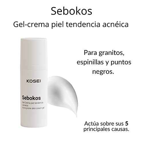 Kosei - Sebokos Gel/Crema para Pieles con Acné - 50 ml - Tratamiento para el Acné - Ideal para Pieles Grasas - Reduce Brillos, Puntos Negros y Rojeces - Sin Aceites - Unisex - Vegano