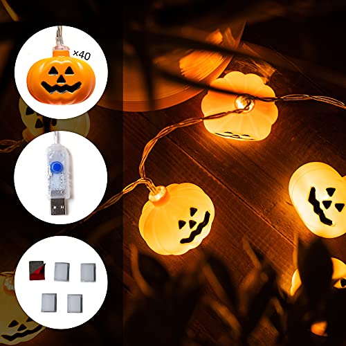 KPCB Tech Decoraciones de Halloween Luces LED de calabaza Cadena 5,4M 40 LED Operado por USB e navidad