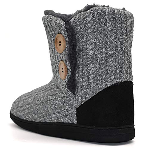 KuaiLu Zapatillas de Casa para Mujer Cálida Invierno Interior Forro de Vellón Pantuflas Cerradas Espuma de Memoria Cómodo Antideslizante Botines