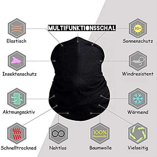 KUNSTIFY Bandana multifunción para hombre y mujer | Pañuelo tubular para el cuello y la cara, máscara de protección solar de algodón | elástico, transpirable y lavable