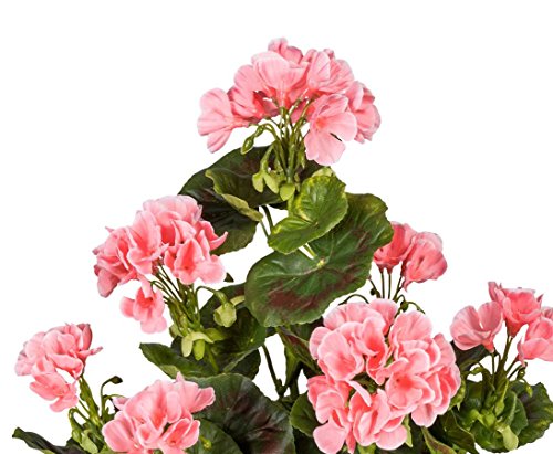 kunstpflanzen-discount.com - Geranio Artificial con Flores Rosas y Resistentes a los Rayos UV (40 cm)