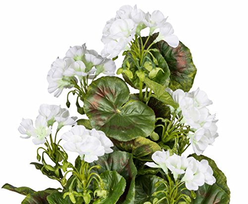 kunstpflanzen-discount.com - Geranio Artificial, diseño Floral, Resistente a los Rayos UV, 40 cm, Color Blanco