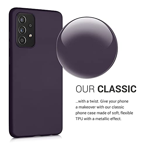 kwmobile Carcasa Compatible con Samsung Galaxy A52 / A52 5G / A52s 5G - Funda de Silicona para móvil - Cover Trasero en Frambuesa metálico