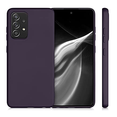 kwmobile Carcasa Compatible con Samsung Galaxy A52 / A52 5G / A52s 5G - Funda de Silicona para móvil - Cover Trasero en Frambuesa metálico