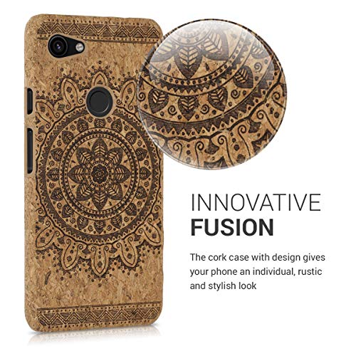 kwmobile Funda Compatible con Google Pixel 3a XL - Carcasa de Corcho para móvil - Cover Trasero y Flor Azteca