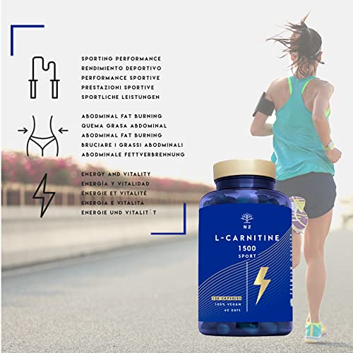 L-CARNITINA Natural 1500 Complemento L Carnitina Quemagrasas Mejora Energía Resistencia Rendimiento Deportivo Ayuda Adelgazar. 120 Cápsulas Vegetal 1500 mg CE Certificado VEGANO.N2 Natural Nutrition