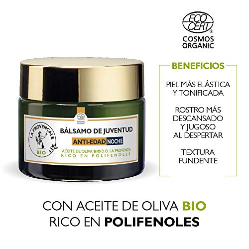 La Provençale Bio - Pack Tratamiento Antiarrugas, Crema De Juventud Antiarrugas Y Bálsamo Iluminador Nutritivo De Noche Con Aceite De Oliva Bio Y Polifenoles Antioxidantes, 50 ml, Multicolor