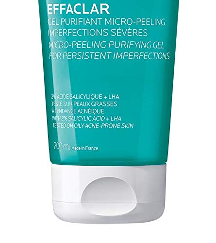 La Roche-Posay Effaclar Gel Purifican MICROPEELING TUBO 200ML PARA2, Estándar, Único, 200