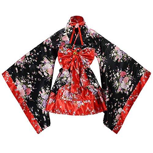 LABABE- Kimono japonés con diseño de flores de cerezo, algodón, Rojo, XX-Large