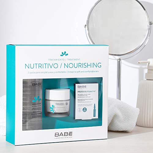 Laboratorios Babé | Cofre Tratamiento Nutrititvo | Completo Tratamiento Nutritivo en 3 Pasos | Limpieza + Hidratación + Acción Intensiva 304 ml | Crema Hidronutritiva Protectora | Agua Micelar