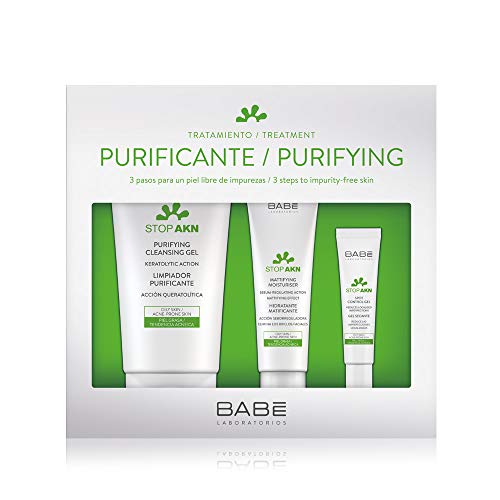 Laboratorios Babé | Cofre Tratamiento Purificante | Limpieza + Hidratación + Acción Localizada 58 ml | Tratamiento Completo Purificante en 3 Pasos | Limpiador Purificante | Matificante | Gel Secante