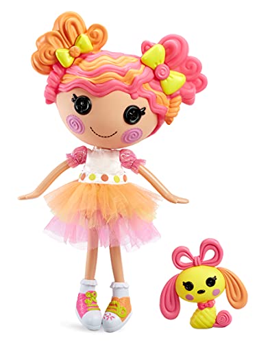 Lalaloopsy Sweetie Candy Ribbon 33cm con Perrito-Muñeca bombón con Vestido y Zapatos Intercambiables de Color Rosa y Amarillo-Caja Reutilizable-Edad: 3+ años, (576891C3)