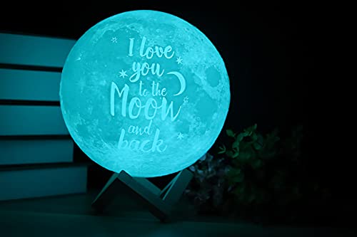 Lampara Luna Personalizada 3D Con Tu Foto Y Texto, USB Recargable 16 colores Control remoto y táctil controlar, Regalos para Novio, Novia, Amigo, Padre y Tu Madre, Moon Light Lamp Diámetro 18 cm