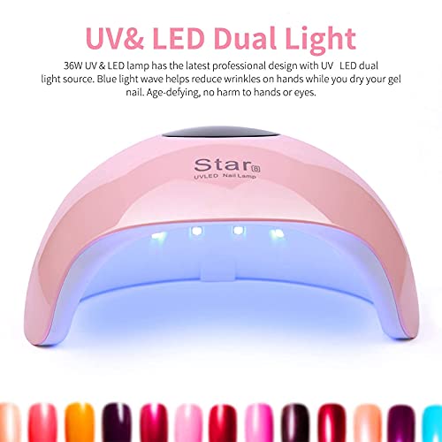 Lámpara Secador de Uñas, UIHOL LED/UV Gel Esmalte de Uñas Rápido, Con Sensor Automático y Pantalla LCD 3 modos para tiempo Para Manicura/Pedicure Nail Art en el Hogar y el Salón (36W)