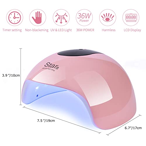 Lámpara Secador de Uñas, UIHOL LED/UV Gel Esmalte de Uñas Rápido, Con Sensor Automático y Pantalla LCD 3 modos para tiempo Para Manicura/Pedicure Nail Art en el Hogar y el Salón (36W)