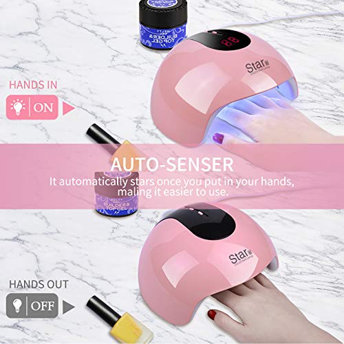 Lámpara Secador de Uñas, UIHOL LED/UV Gel Esmalte de Uñas Rápido, Con Sensor Automático y Pantalla LCD 3 modos para tiempo Para Manicura/Pedicure Nail Art en el Hogar y el Salón (36W)