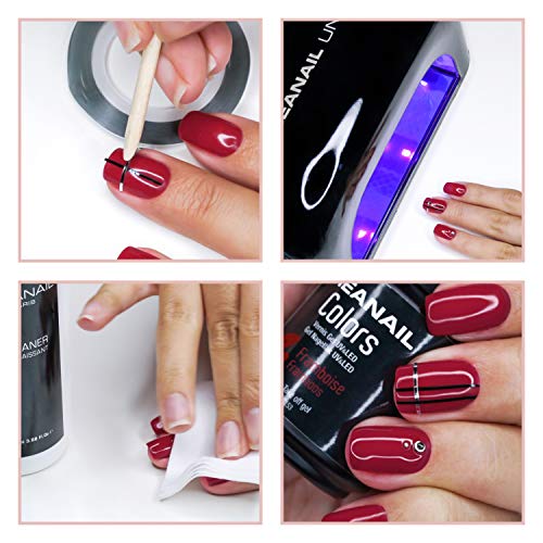 Lampara UV y LED 48W - Set Completo Secador de Uñas Gel Manicura y Pedicura - Kit Edition Deluxe Black con Decoración y Esmaltes Semipermanentes para Uñas - Cruelty free, Meanail Paris