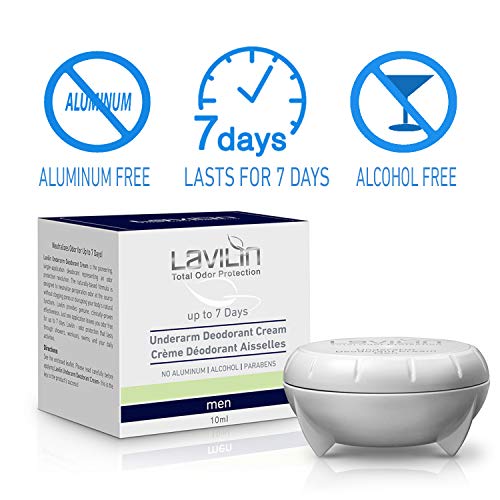 LAVILIN Crema desodorante para axilas para hombres - Hasta 7 días - Sin alcohol ni aluminio