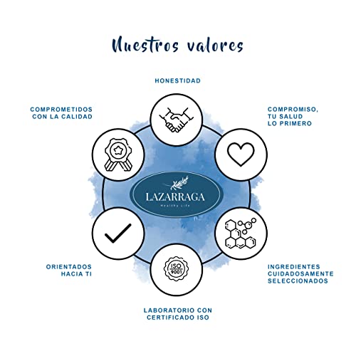 Lazarraga | Colágeno + Ácido Hialurónico + Coenzima Q10 + Zinc + Vitamina A + Vitamina B12 + Vitamina C + Vitamina D + Magnesio | 60 Caps - 2 Meses | Huesos, Cartílagos | Piel tersa