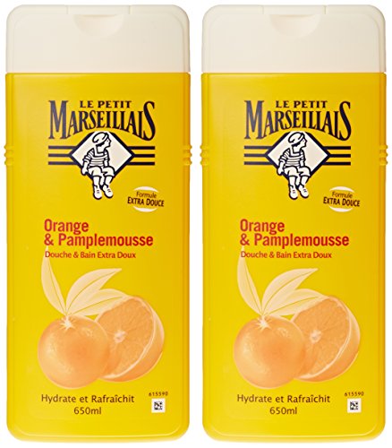 Le Petit Marseillais – Ducha y baño muy suave – naranja pomelo flacon – 650 ml – juego de 2