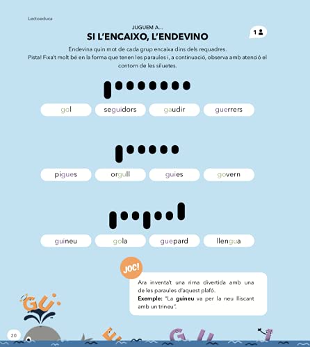 Lectoeduca | Quadern de Lectoescriptura i Ortografia en Color | Lletra G i Combinacions GA - GO - GU - GUE - GUI - GÜE - GÜI | Alumnes de 8 a 12 anys | Quadern Educatiu d’Activitats en Català