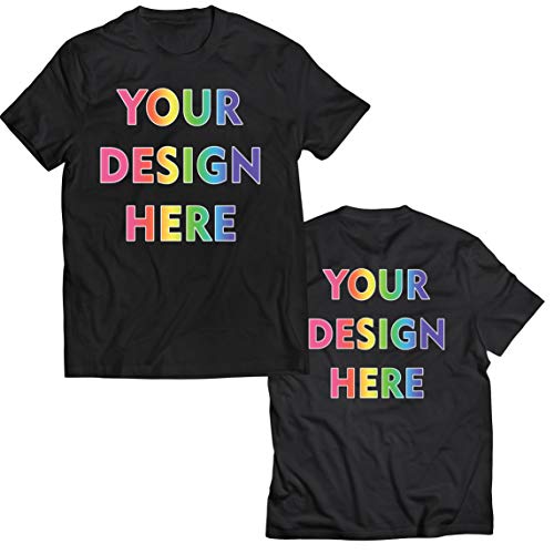 lepni.me Camisetas Hombre Impresión Personalizada de 2 Caras en el Frente y en la Parte Posterior, Texto Personalizado o Diseño de su Propia Imagen (L Negro Multicolor)