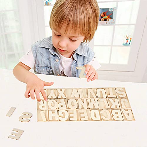 Letras de Madera, Scrabble en Inglés, Letras Mayúsculas A-Z 104 Piezas, Alfabeto de Madera Decoración Artesanal, Color Madera